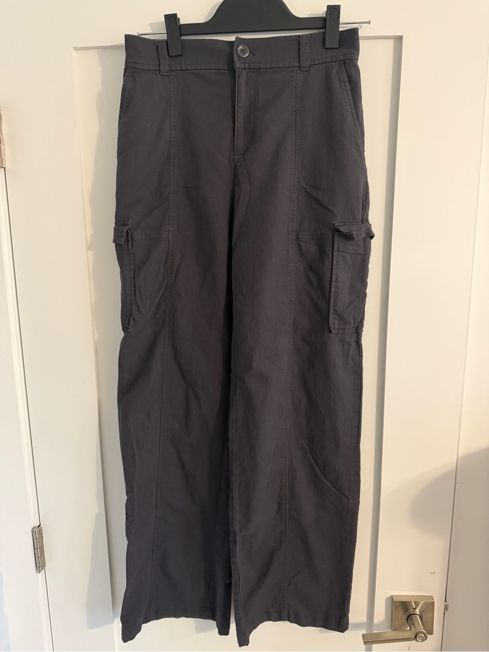 Loft Outlet Dark Grey High-Rise Wide-Leg Cargo Pants